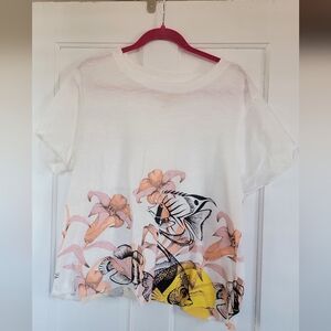 MAEVE for Anthropologie Graphic Tee - White with Floral Fish Design